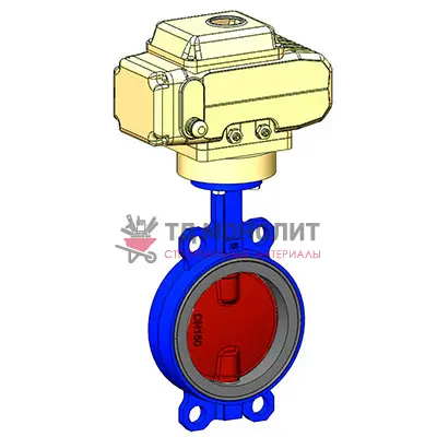 Затвор дисковый поворотный чугун VPI4448-N04EP Ду 100 Ру16 межфл с эл/приводом Nutork 400В диск чугун манжета EPDM Tecofi VPI4448-N04EP0100