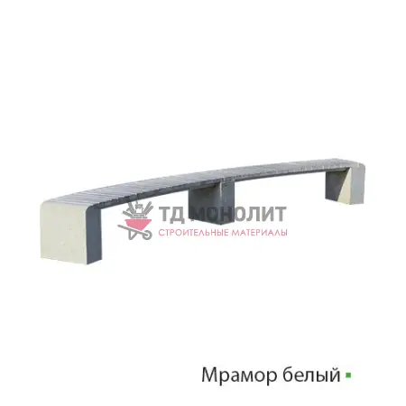 Лавка из бетона New City Arc Plus, белый мрамор