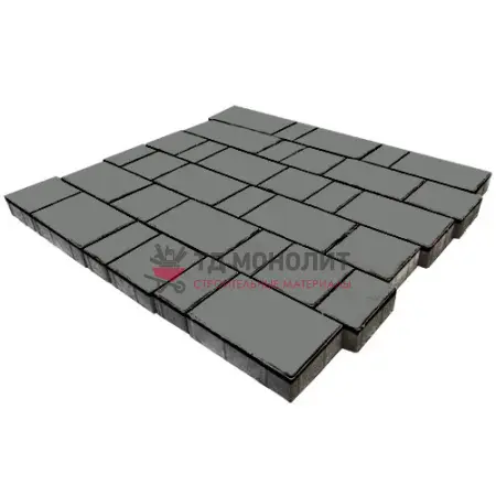 Тротуарная плитка Новый город, 40мм, серый, гладкая