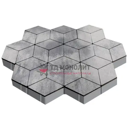 Тротуарная плитка Ромб, 60 мм, Colormix Монохром, гладкая