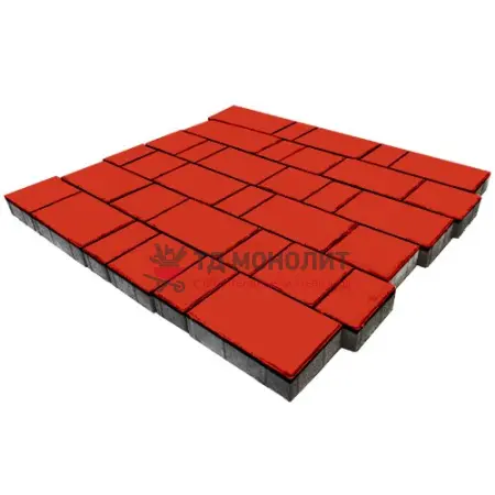 Тротуарная плитка Новый город, 40мм, красный, гладкая