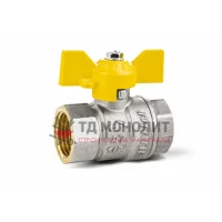 Кран шаровой латунь никель газ 11Б27фтМ Ду 20 Ру40 НР полнопроходной бабочка VALFEX VF.279.NB3.034