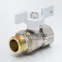 Кран шаровой латунь никель 1103 Standard Ду 32 Ру20 ВР/НР полнопроходной рычаг Aquasfera 1103-04
