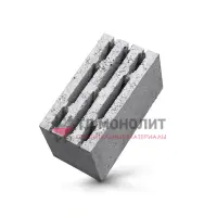 Восьмищелевой стеновой керамзитобетонный блок, серый