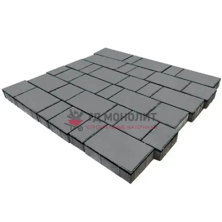 Тротуарная плитка Бергамо серая, 40 мм, гладкая