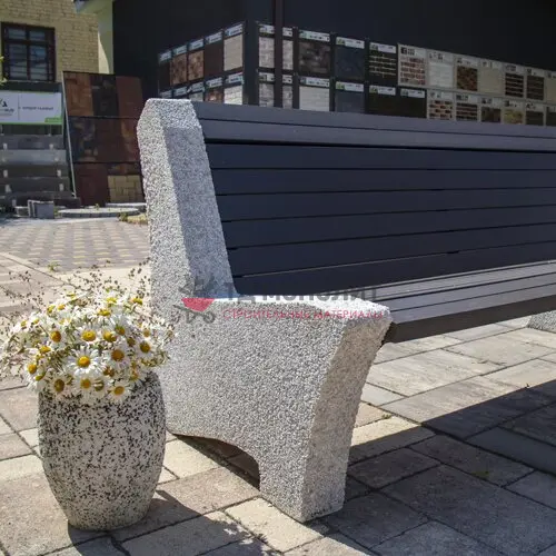 Лавка из полимерного бруса Riposo, дымчатый мрамор, цвет «Шоколад»