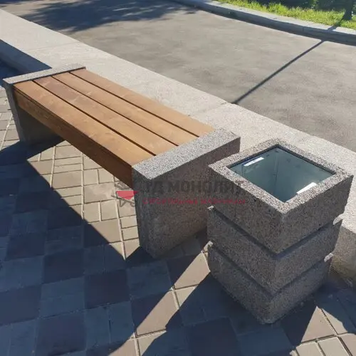 Лавка из полимерного бруса Bridge, дымчатый мрамор, цвет «Шоколад»