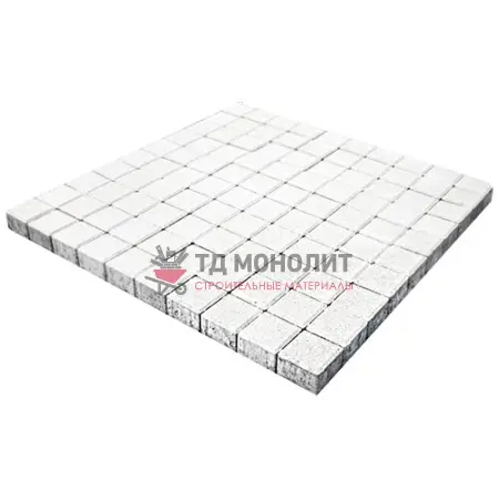 Тротуарная плитка Квадрат малый, 60 мм, белый, гладкая