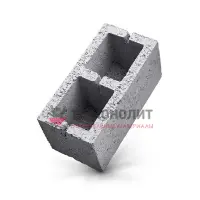 Двухпустотный стеновой керамзитобетонный блок, серый