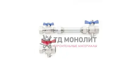 Комплект шаровых кранов латунь никель Ду 25 бабочка для установки теплосчетчика Rehau 12197581001
