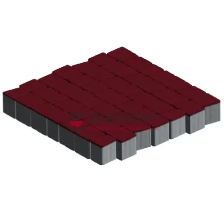 Тротуарная плитка Аттика, 60 мм, Винный, гладкая