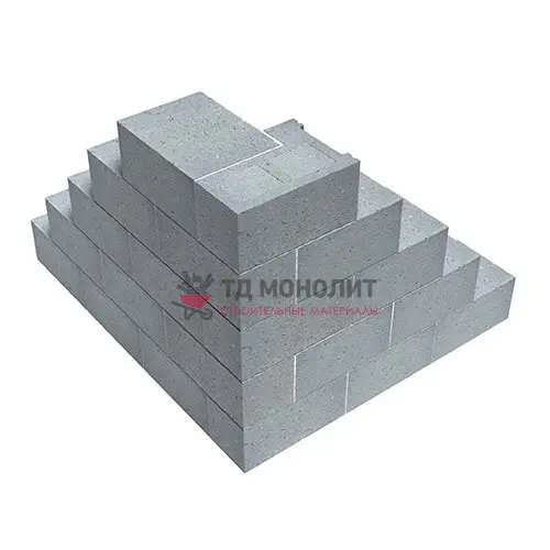 Двухпустотный стеновой керамзитобетонный блок, серый