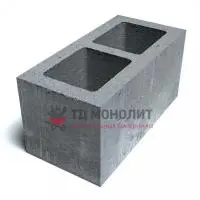 Блок 2-х пустотный бетонный серый 390х190х188 СКЦ-1Л