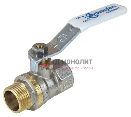 Кран шаровой латунь никель 1103 Standard Ду 20 Ру30 ВР/НР полнопроходной рычаг Aquasfera 1103-02