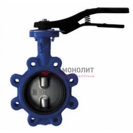 Затвор дисковый поворотный чугун R59FL Ду 125 Ру16 с резьб проушинами с рукояткой диск нерж манжета EPDM Giacomini R59FLY012