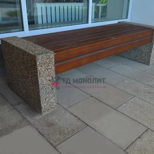 Лавка из полимерного бруса Bridge, дымчатый мрамор, цвет «Шоколад»