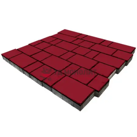 Тротуарная плитка Новый город, 40мм, винный, гладкая