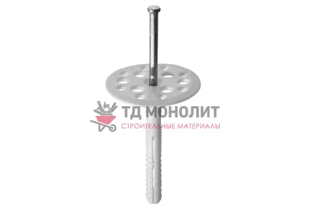 Дюбель для теплоизоляции 10*200 "Гриб" с металлическим гвоздем