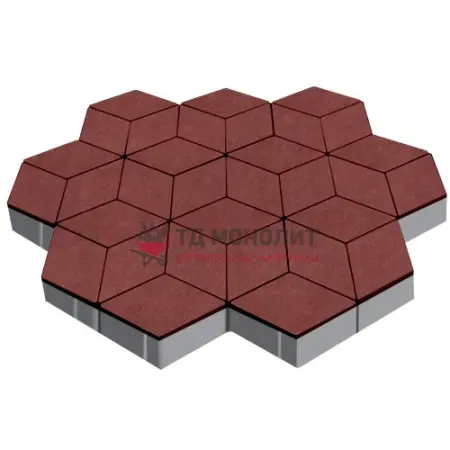 Тротуарная плитка Полярная звезда, 80 мм, винный, гладкая