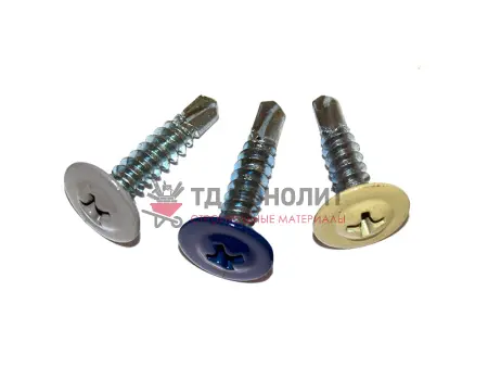 Саморез с прессшайбой, полусферическая голова Со сверлом 4,2*32 RAL 8019