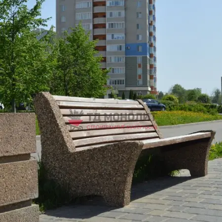 Лавка из полимерного бруса Riposo, гравий пестрый, цвет «Шоколад»