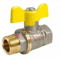 Кран шаровой латунь никель газ 11Б27фтМ Ду 25 Ру40 ВР полнопроходной рычаг VALFEX VF.271.NR3.100