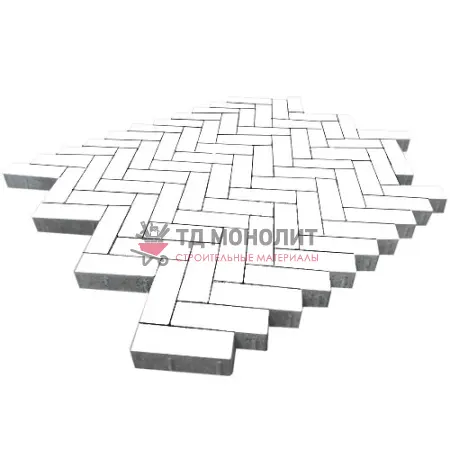 Тротуарная плитка Паркет, 60 мм, белый, гладкая
