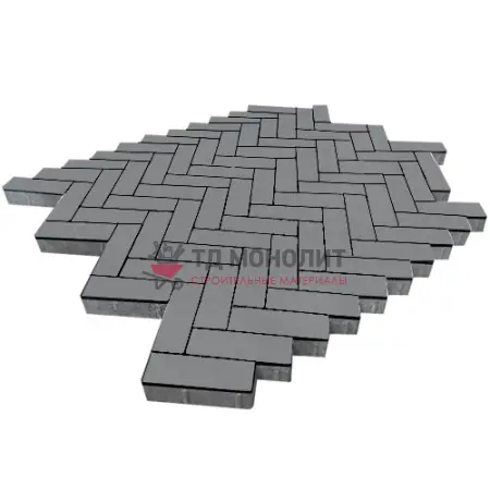 Тротуарная плитка Паркет, 60 мм, серый, гладкая